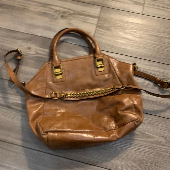 Elliott Lucca calf skin light tan cross over bag. Faro city satchel bag. - Picture 3 of 8